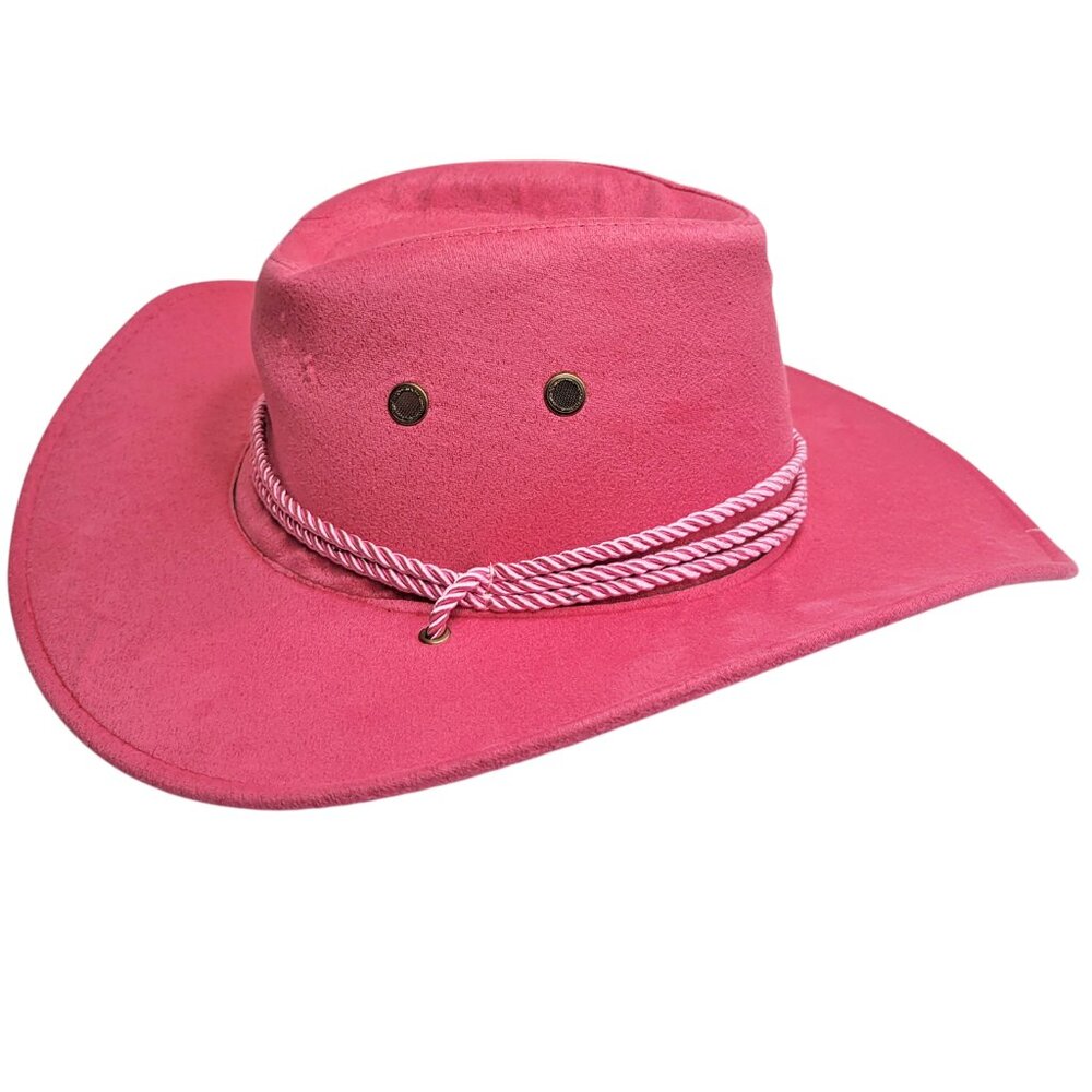 Pink Cowboy Hat with Chin Strap Cowgirl Western Costume